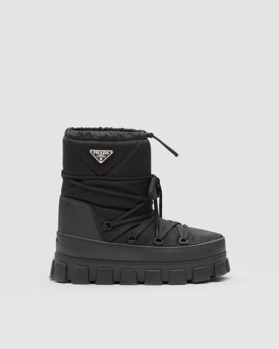 Shop Prada Après-ski-stiefeletten Aus Gabardine-re-nylon Schwarz