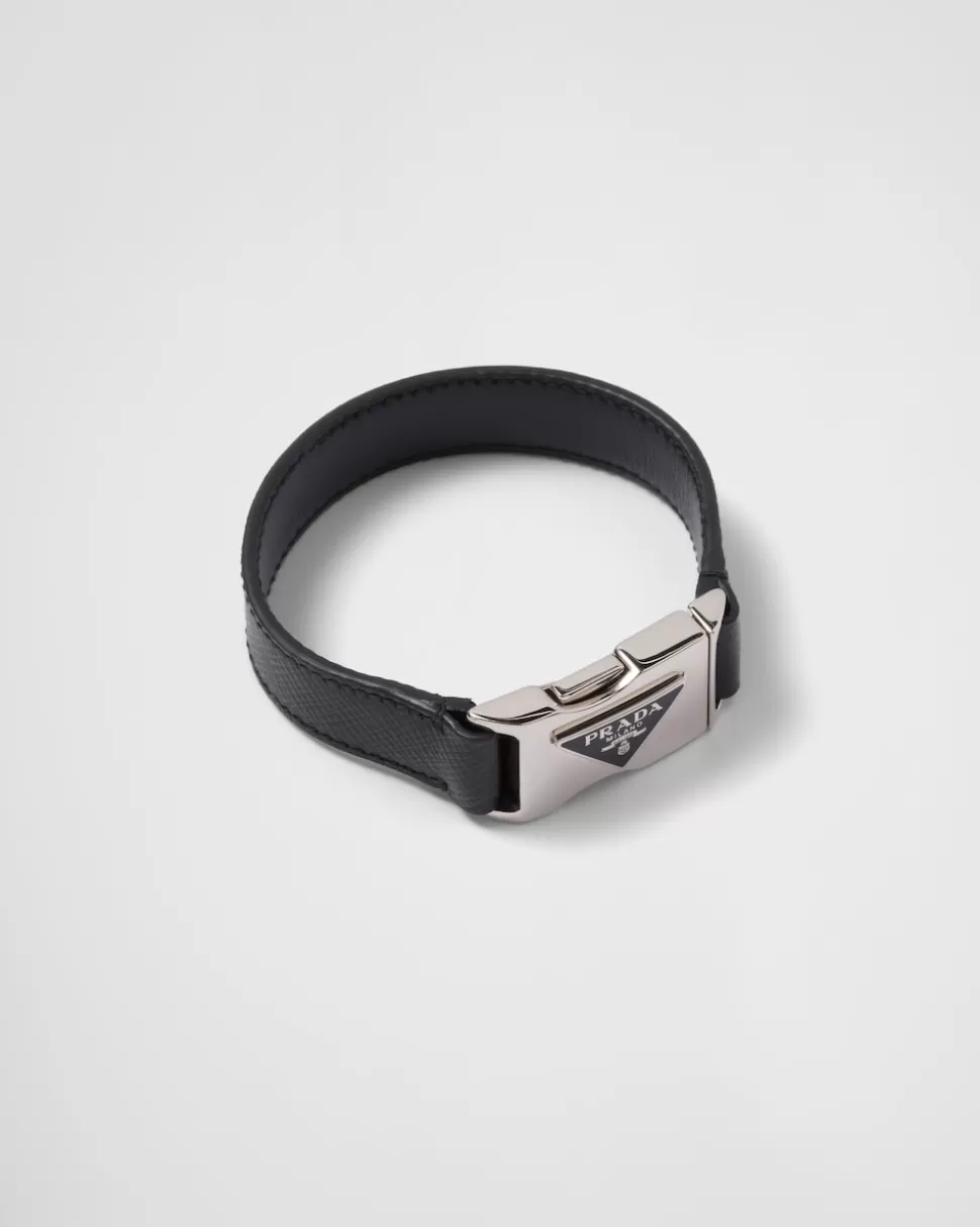 Cheap Prada Armband Aus Saffiano Schwarz