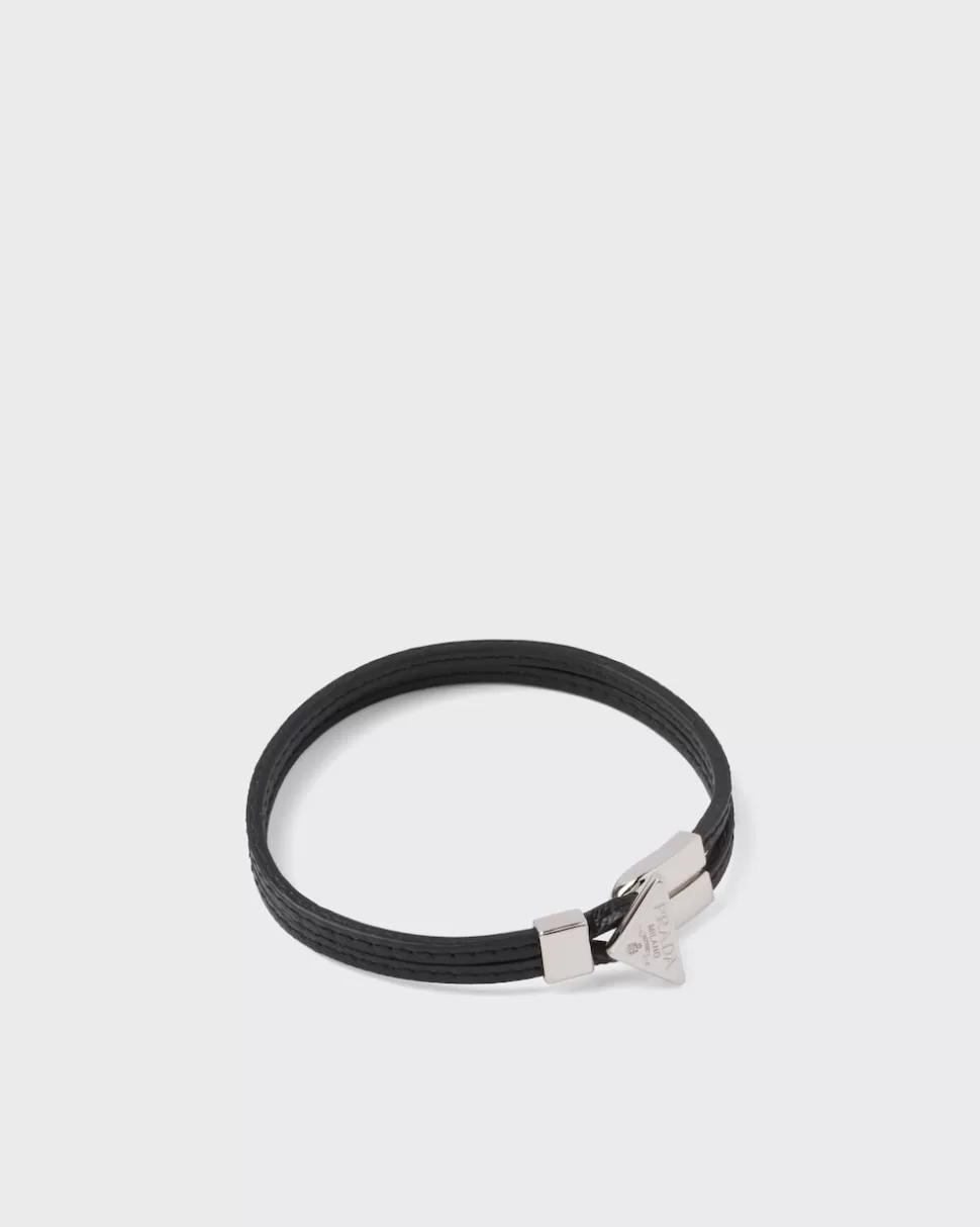 Hot Prada Armband Aus Saffiano-leder Schwarz