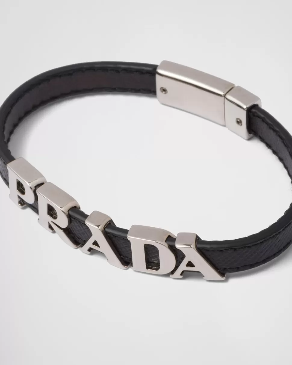 Hot Prada Armband Aus Saffiano-leder Schwarz