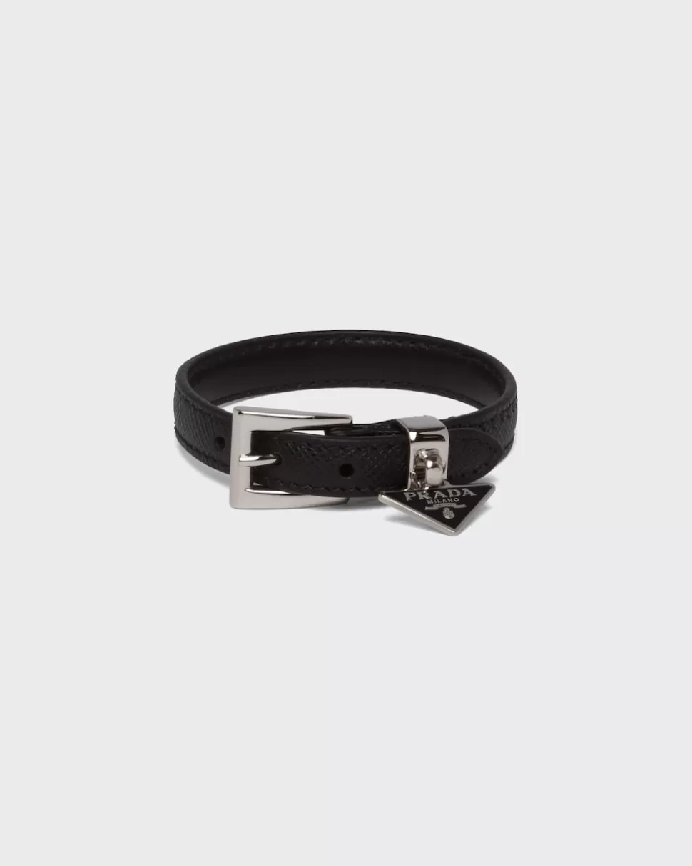 Fashion Prada Armband Aus Saffiano-leder Schwarz