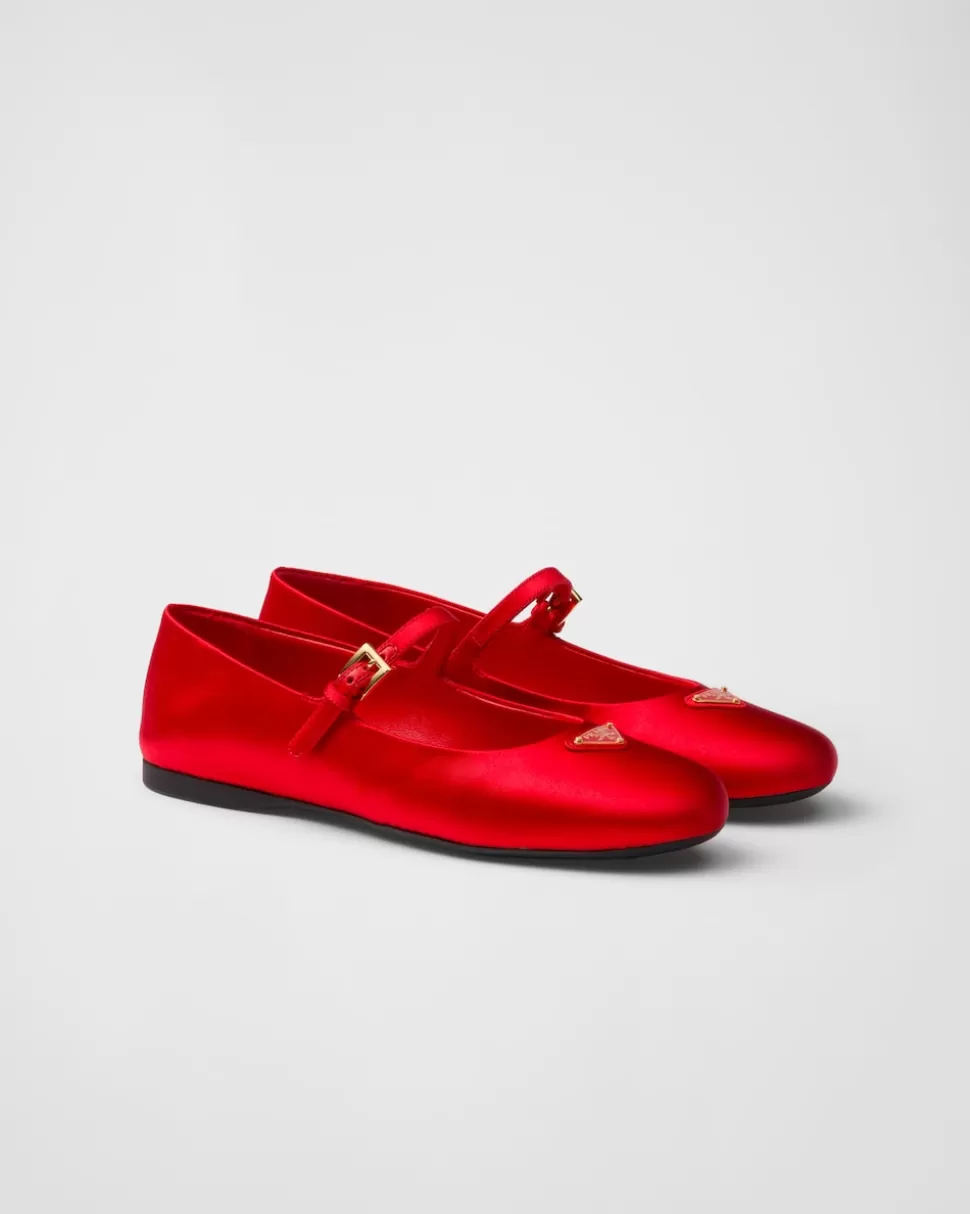 Best Sale Prada Ballerinas Aus Satin Tabak