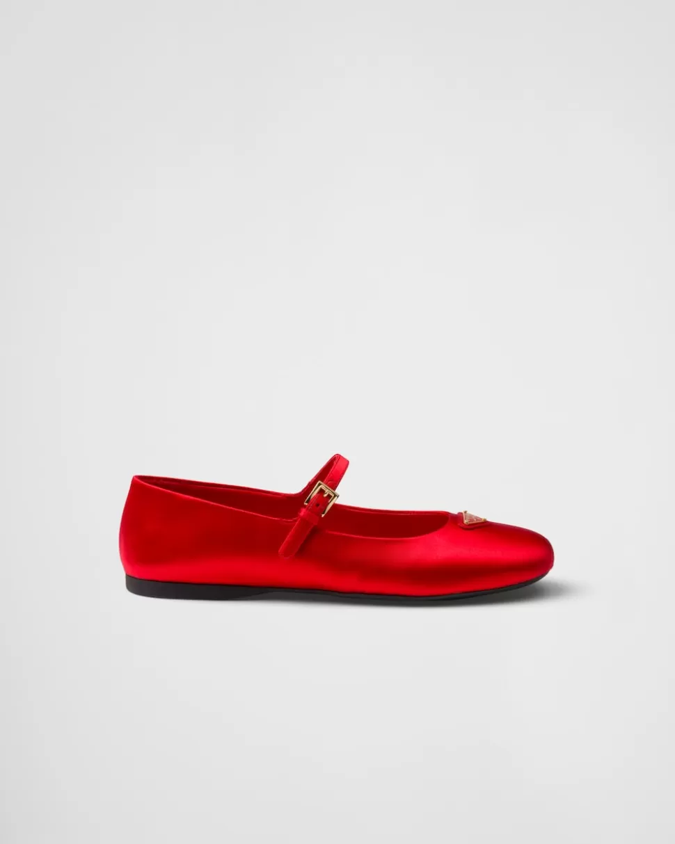 Best Sale Prada Ballerinas Aus Satin Tabak