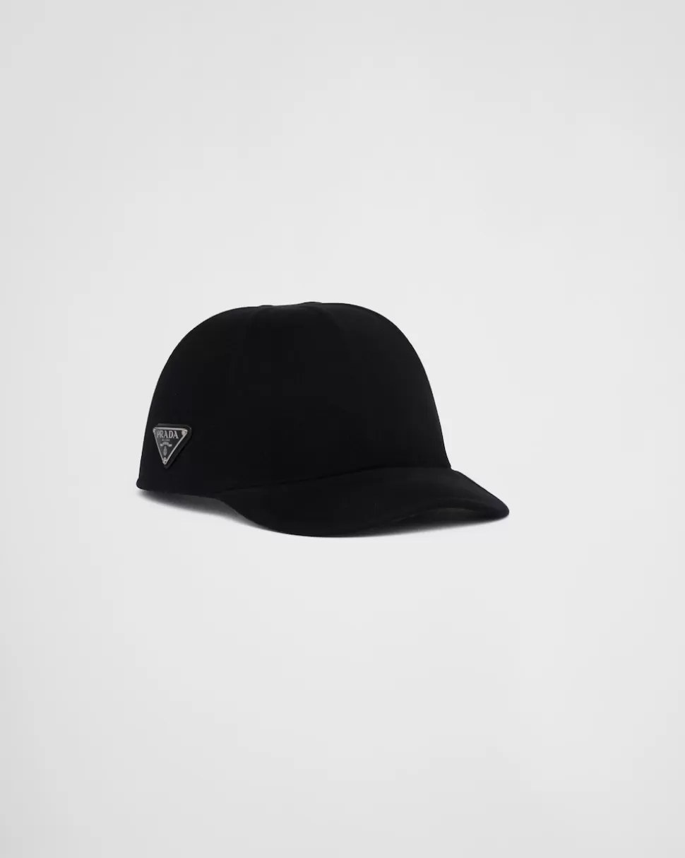 Best Sale Prada Baseballkappe Aus Filz Schwarz