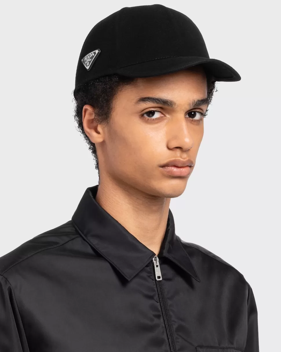 Best Prada Baseballkappe Aus Filz Schwarz