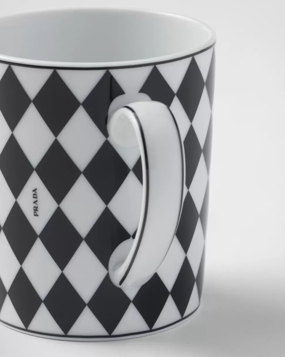 Clearance Prada Becher Aus Porzellan – Checkerboard Weiss/Schwarz