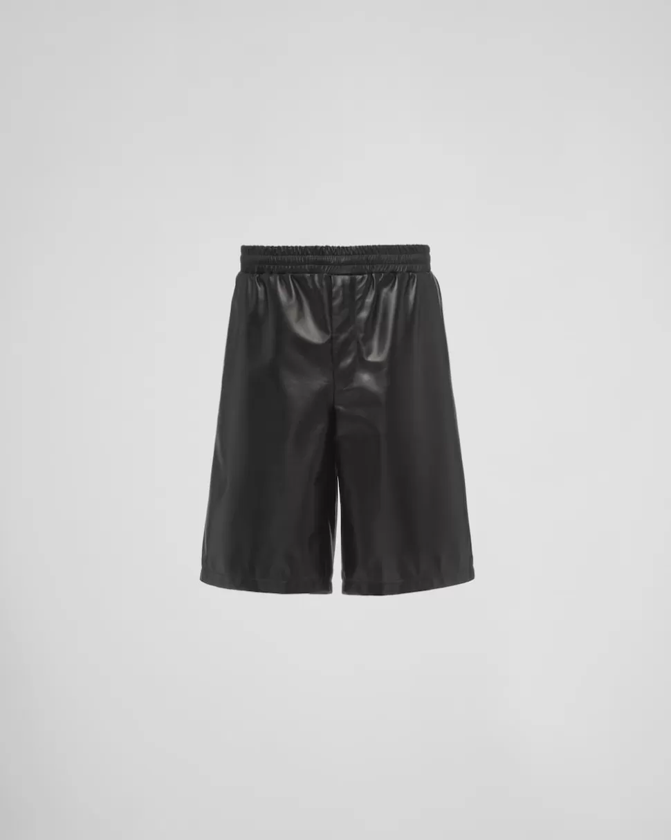 Best Prada Bermudas Aus Nappa-leder Schwarz