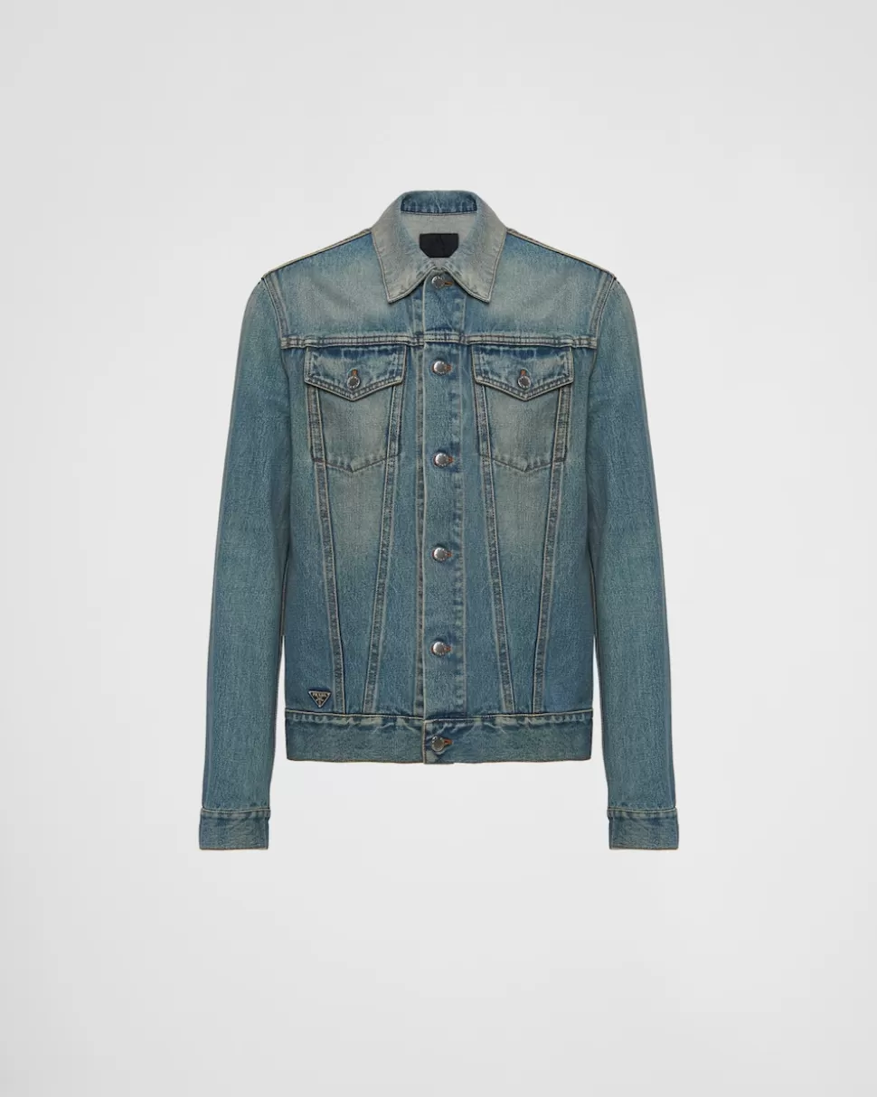 Fashion Prada Blousonjacke Aus Denim Hellblau