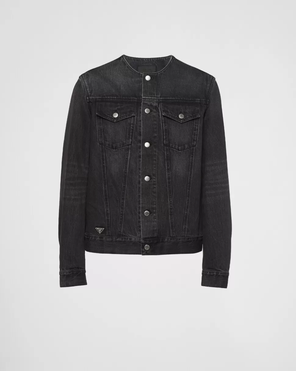 Best Prada Blousonjacke Aus Denim Schwarz