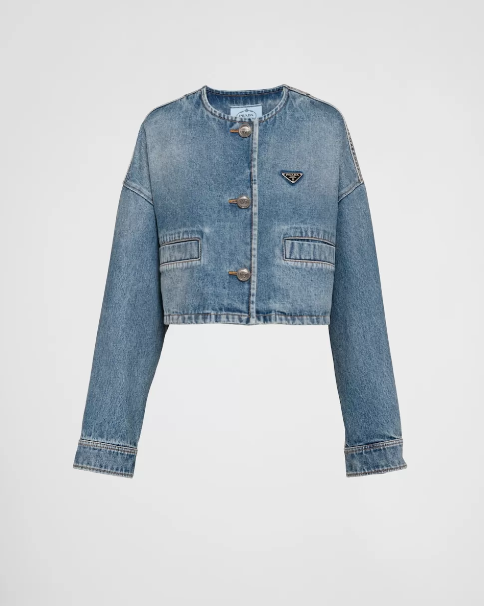 Sale Prada Blousonjacke Aus Denim Himmelblau