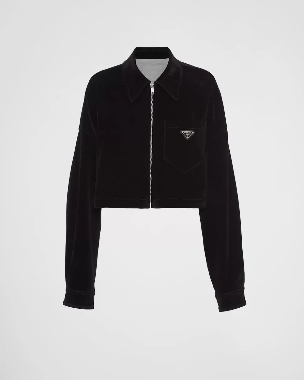 Best Prada Blousonjacke Aus Samt-denim Schwarz