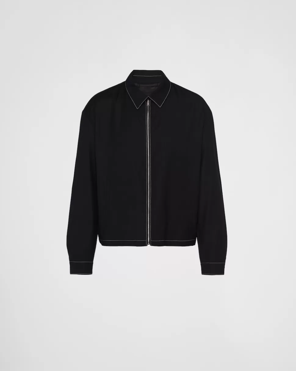 Best Sale Prada Blousonjacke Aus Wolle Schwarz