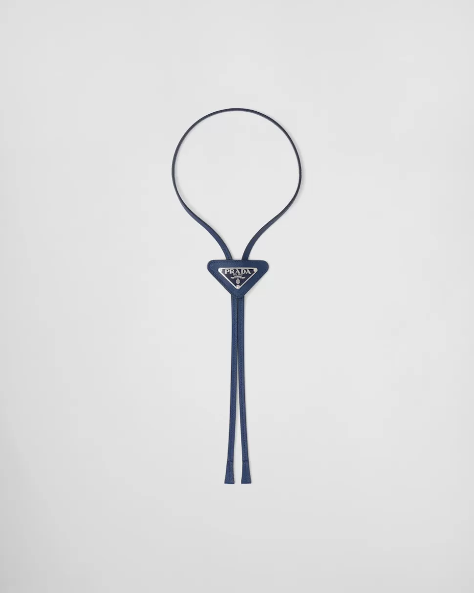 New Prada Bolo Tie Aus Saffiano-leder Schwarz