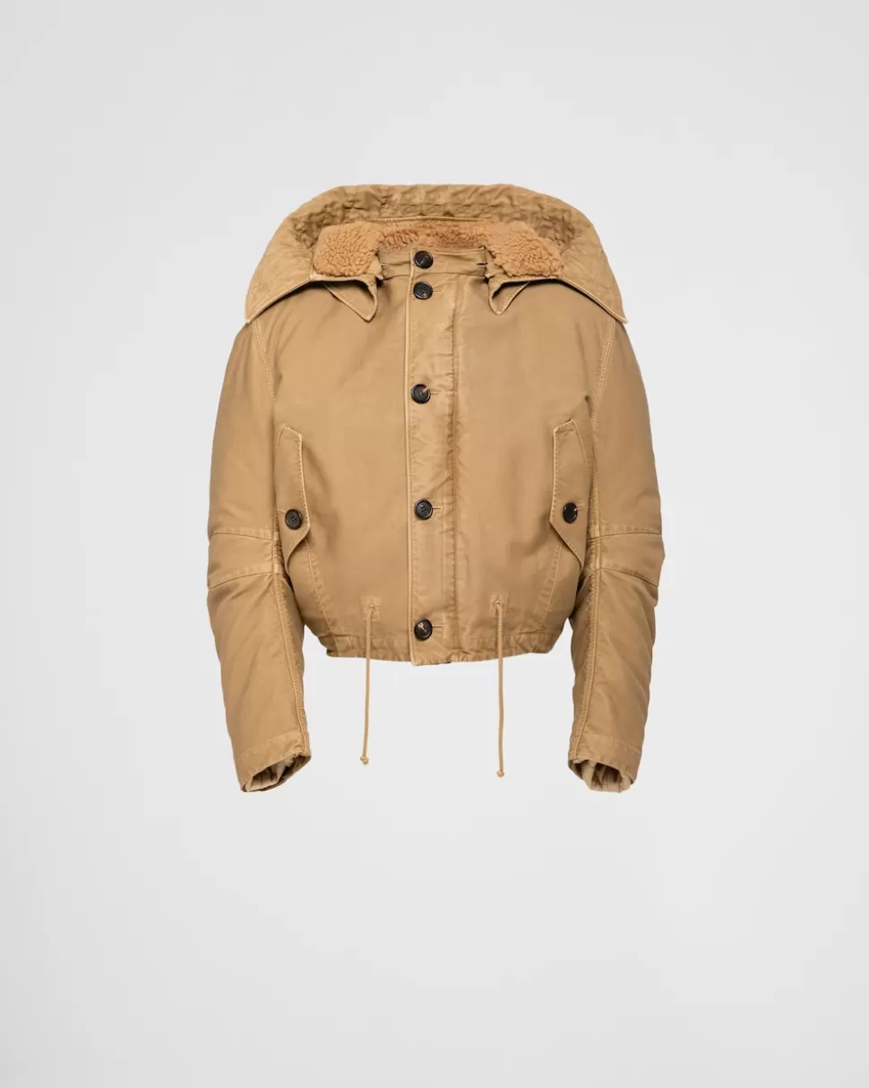 Best Prada Bomberjacke Aus Baumwolle Korkbeige