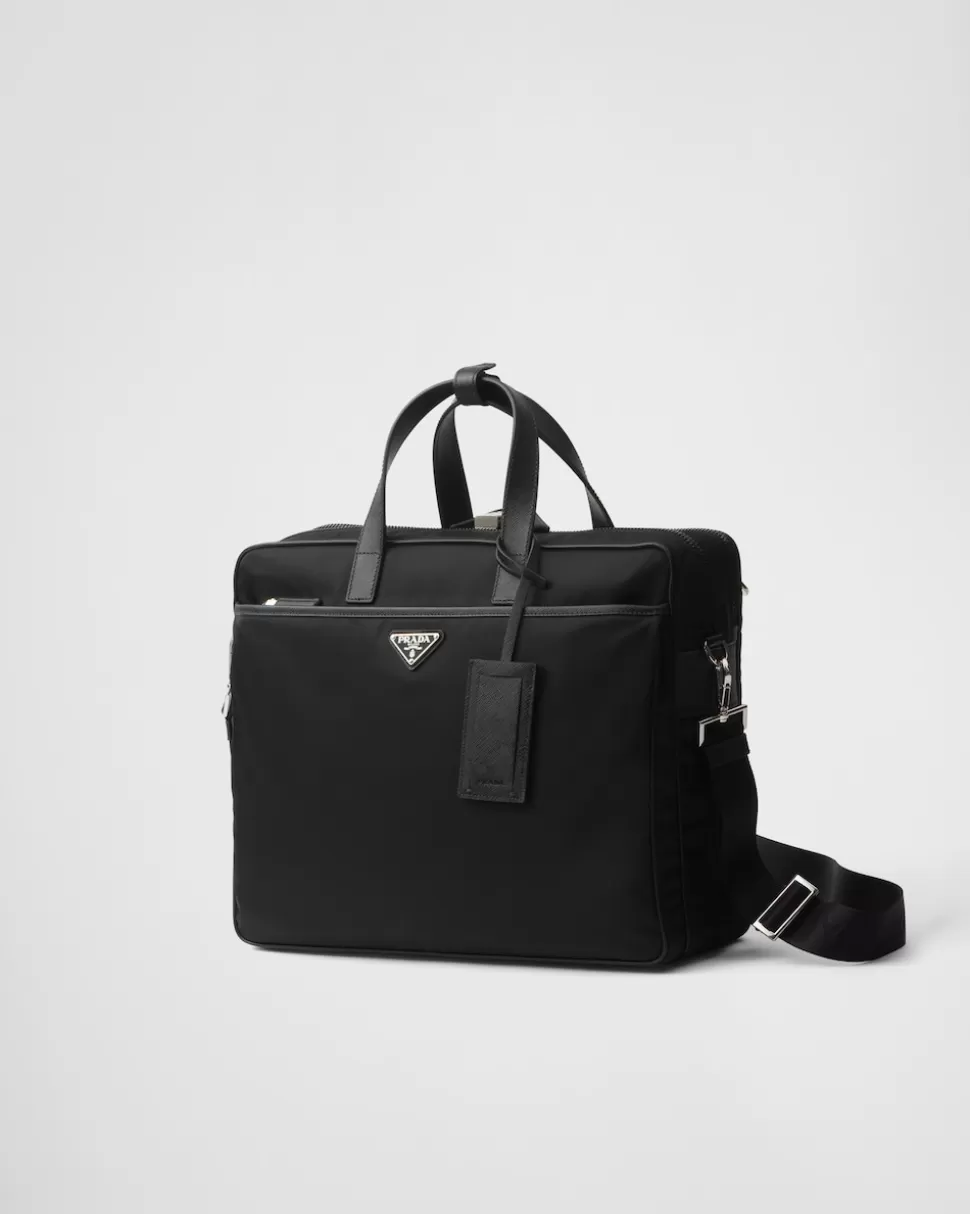 Fashion Prada Brieftasche Aus Re-nylon Und Saffiano-leder Schwarz