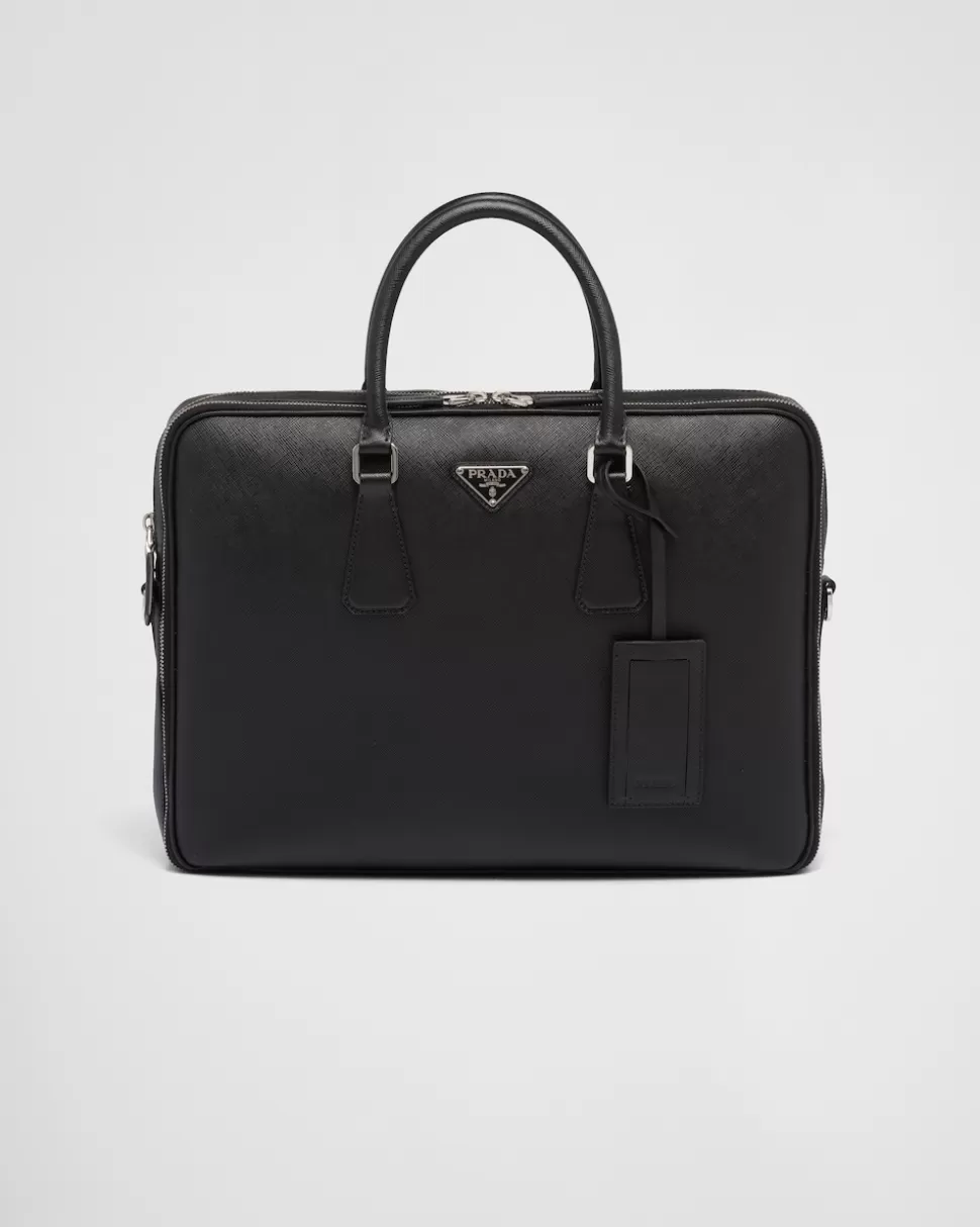 Sale Prada Brieftasche Aus Saffiano-leder Schwarz