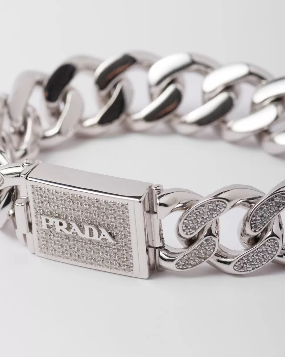 Online Prada Crystal Logo Jewels Armband Silber