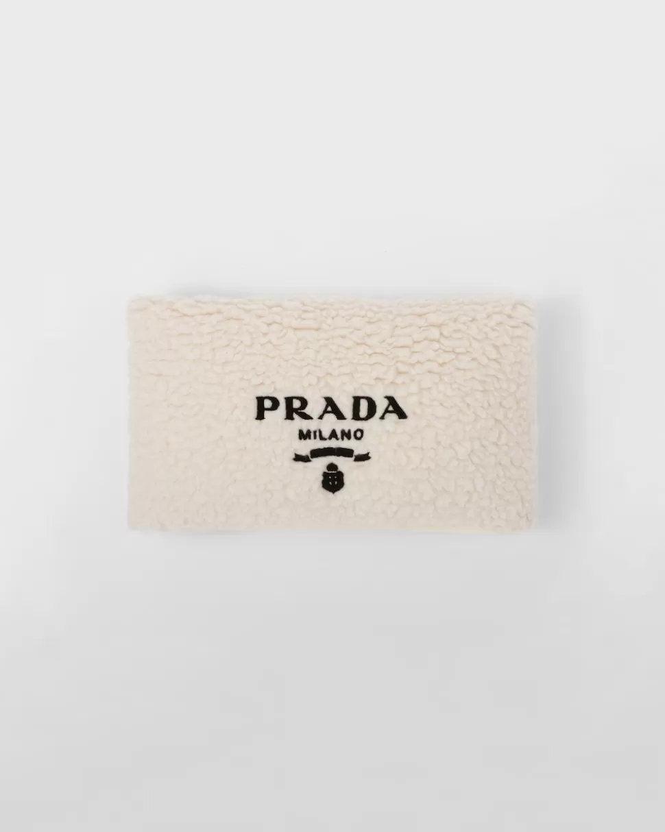 Cheap Prada Dekokissen Aus Kunstfell-kaschmir Und Wolle Hellbraun/Schwarz