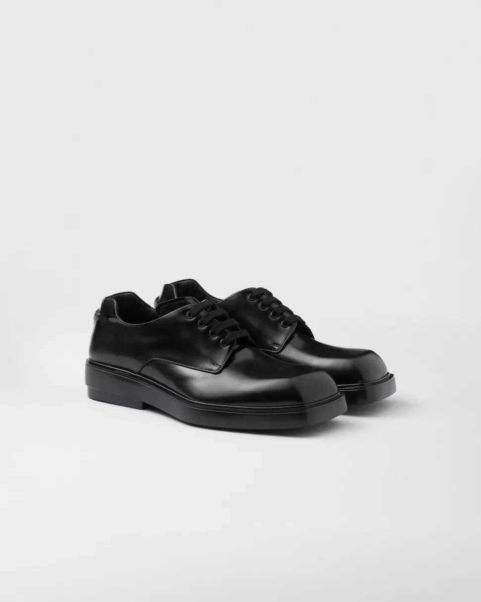 Flash Sale Prada Derby-schuhe Aus Gebürstetem Leder Schwarz