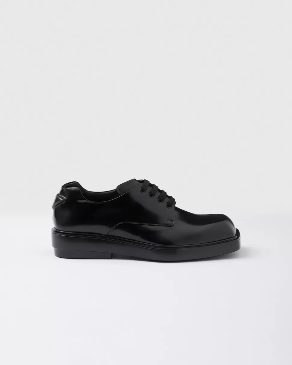 Flash Sale Prada Derby-schuhe Aus Gebürstetem Leder Schwarz