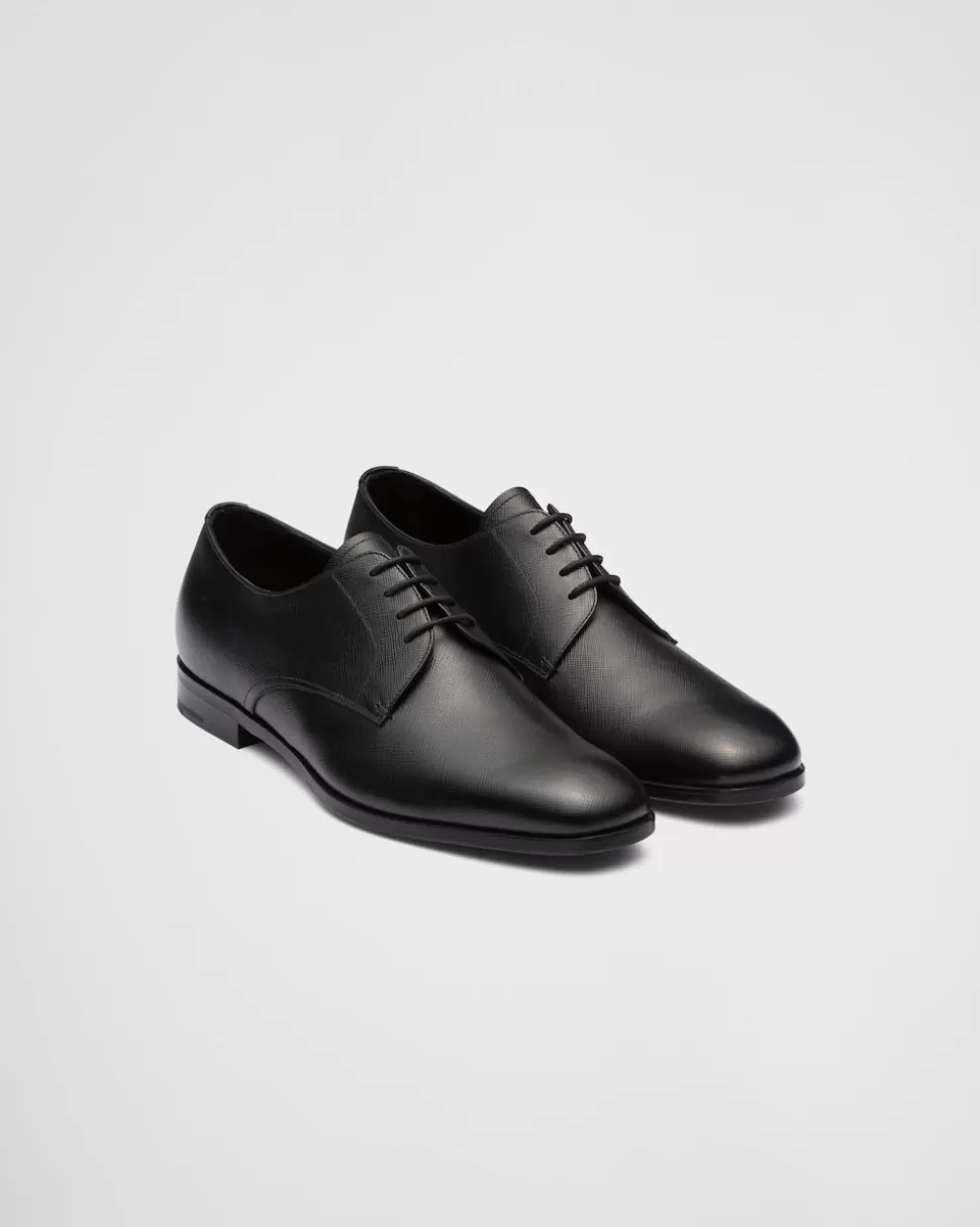 Best Prada Derby-schuhe Aus Saffiano-leder Schwarz