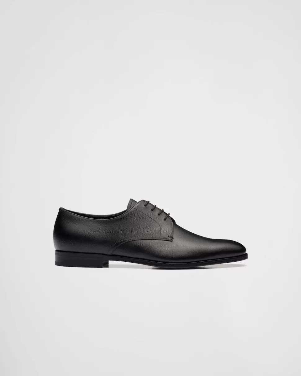 Best Prada Derby-schuhe Aus Saffiano-leder Schwarz