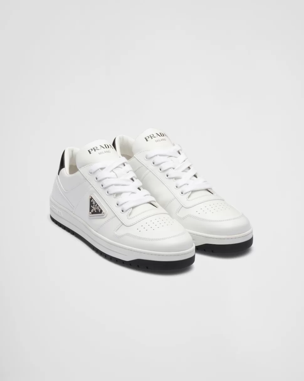 Cheap Prada Downtown Sneaker Aus Leder Weiss/Schwarz