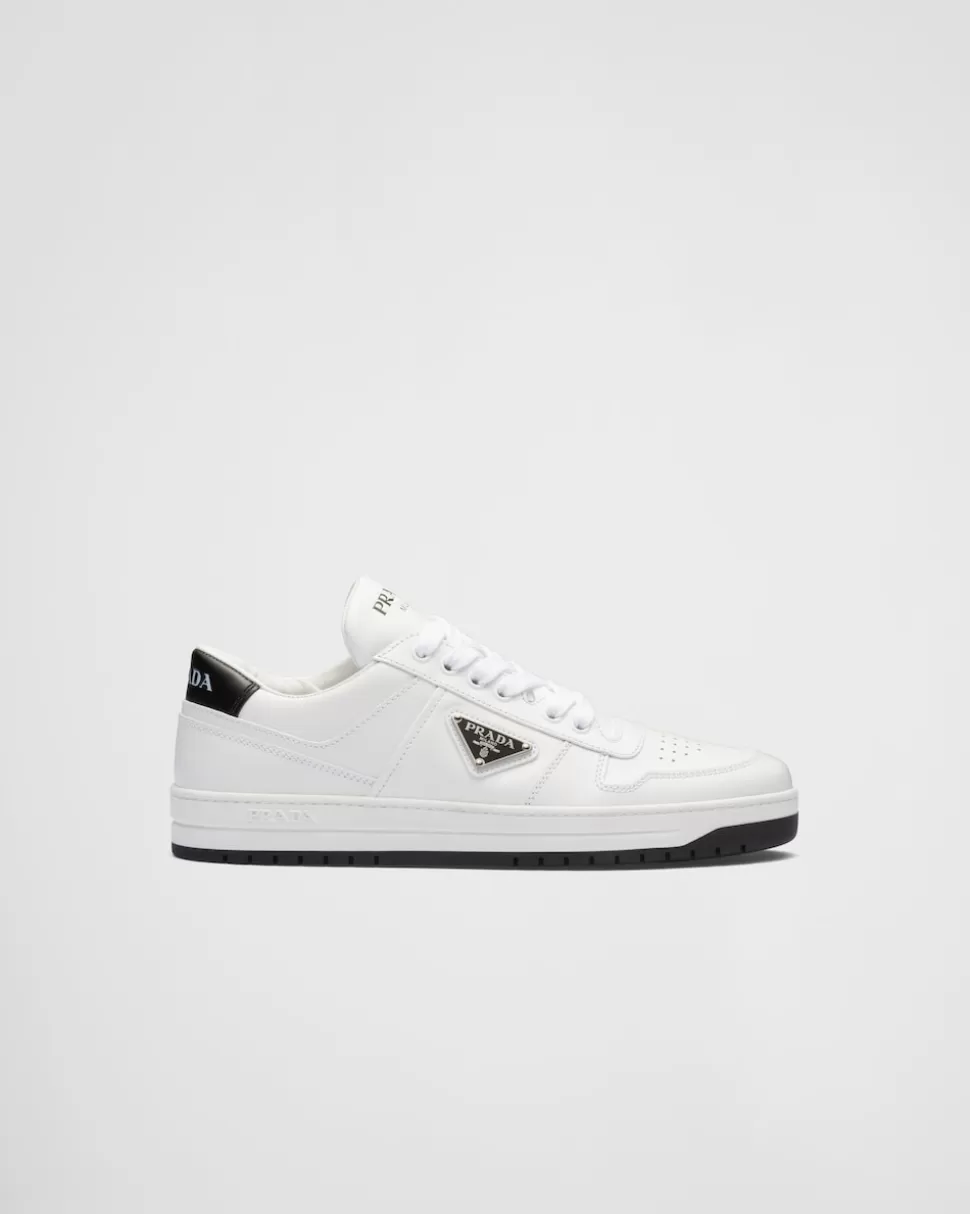 Cheap Prada Downtown Sneaker Aus Leder Weiss/Schwarz