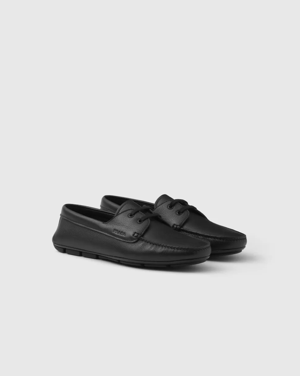 Cheap Prada Driving-schuhe Aus Leder Schwarz