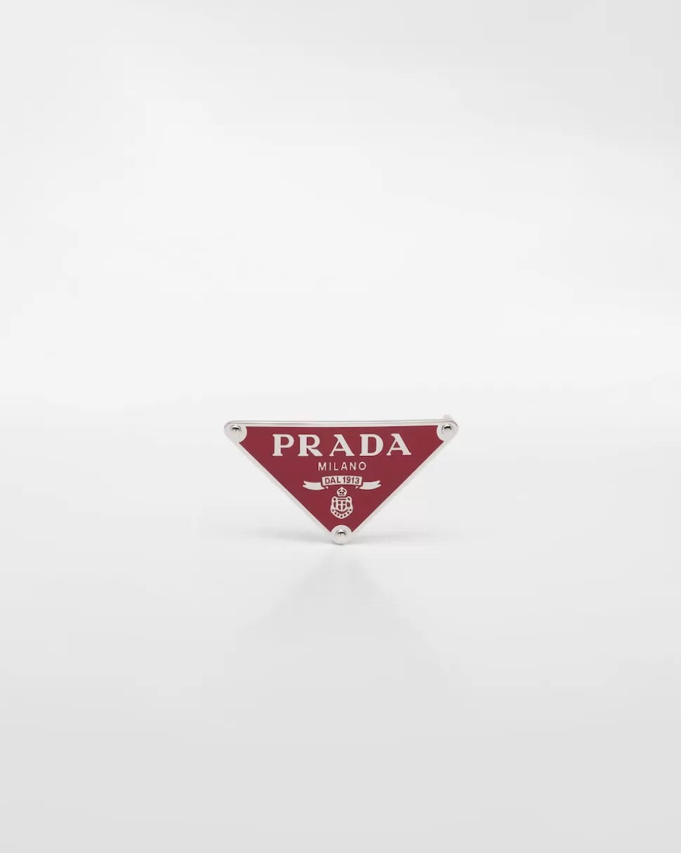 Best Sale Prada Emaillierte Gürtelschließe Aus Metall Weiss