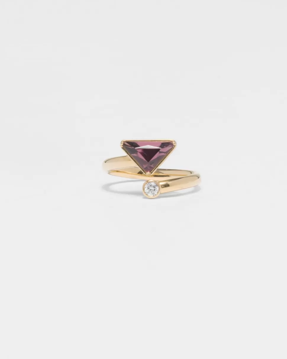 Store Prada Eternal Gold Contrarié-ring Aus Gelbgold Mit Diamant Und Amethyst Gold/Amethyst