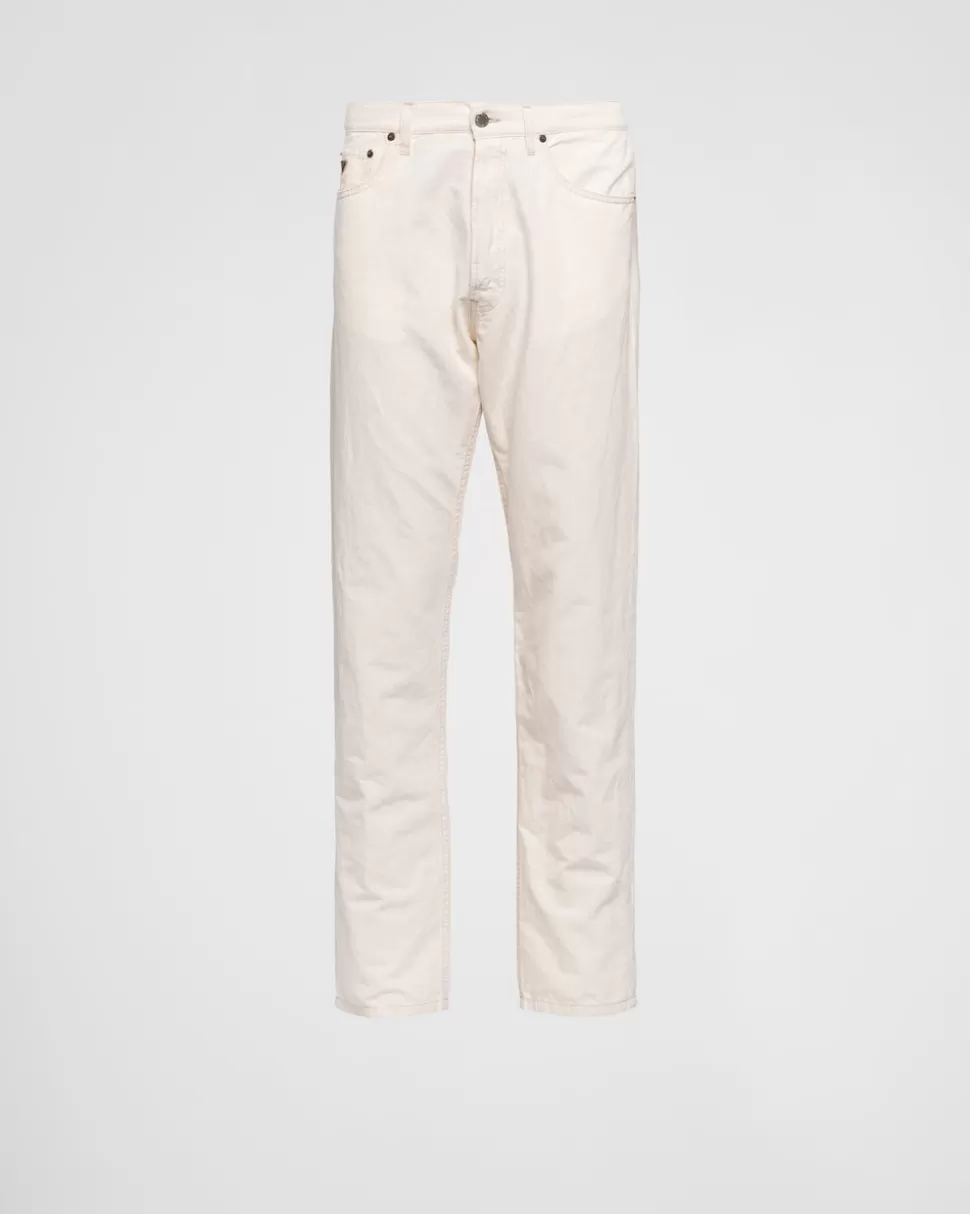 Discount Prada Five-pocket-hose Aus Chambray Beige