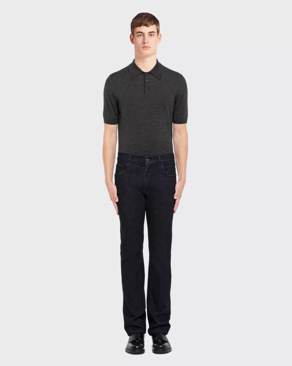 Best Prada Five-pocket-hose Aus Stretch Denim Blau