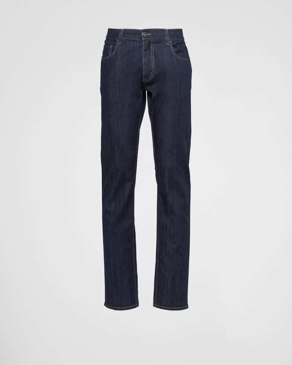 Discount Prada Five-pocket-hose Aus Stretch Denim Blau