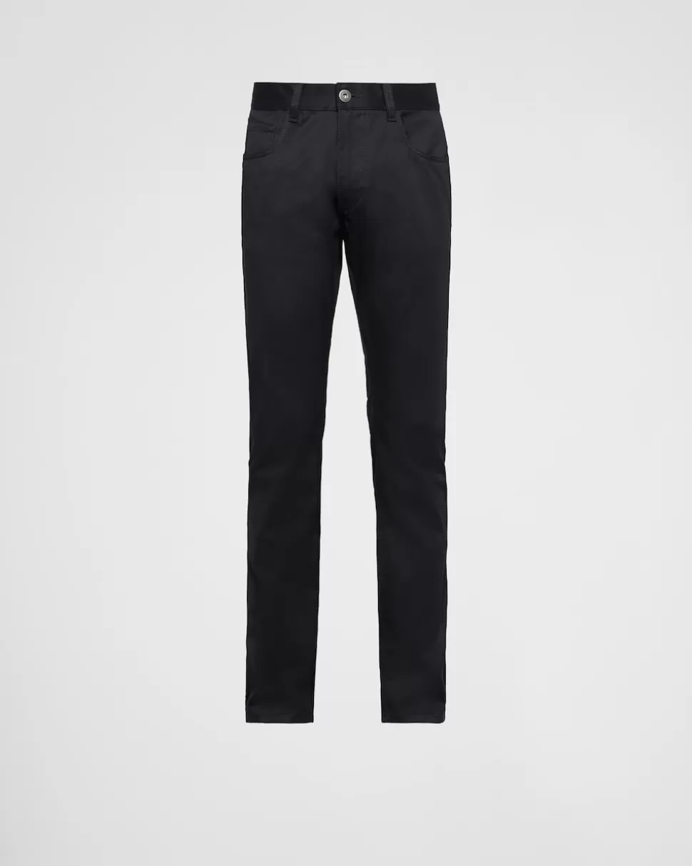 Best Prada Five-pocket-hose Aus Stretch-drill Marineblau