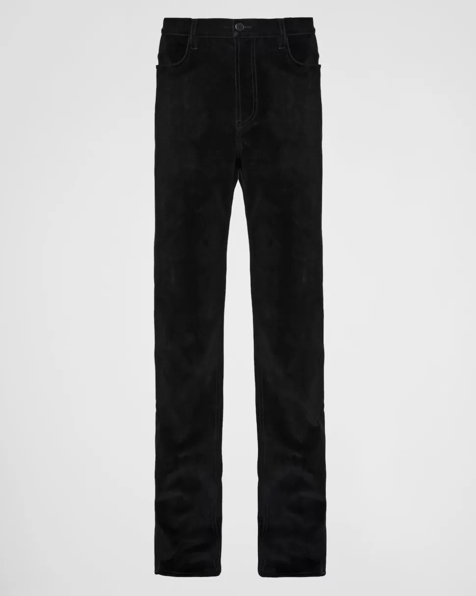 Clearance Prada Five-pocket-hose Aus Velvet Denim Schwarz