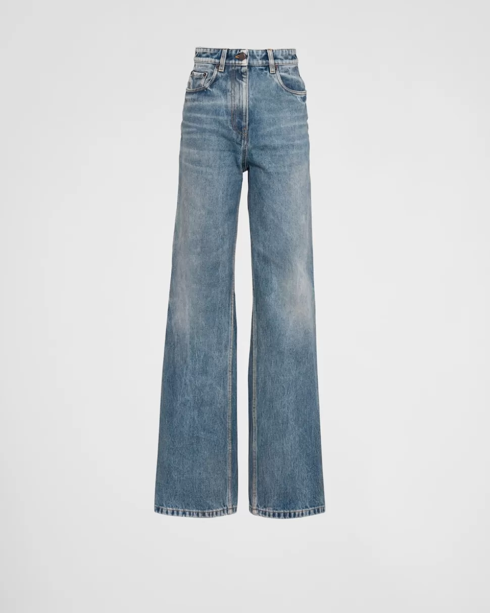 Fashion Prada Five-pocket-jeans Aus Denim Himmelblau