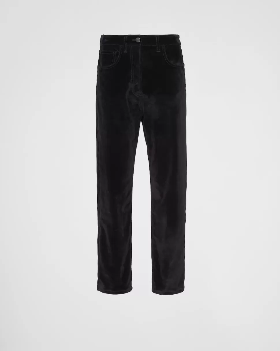 Cheap Prada Five-pocket-jeans Aus Samt-denim Schwarz