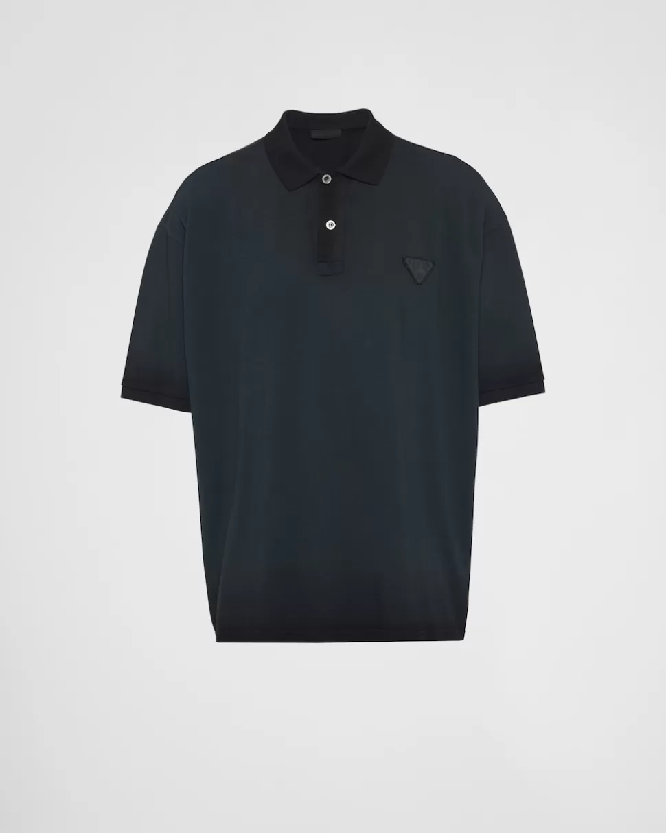 Best Prada Garment Dyed Oversize-poloshirt Aus Baumwolle Schwarz