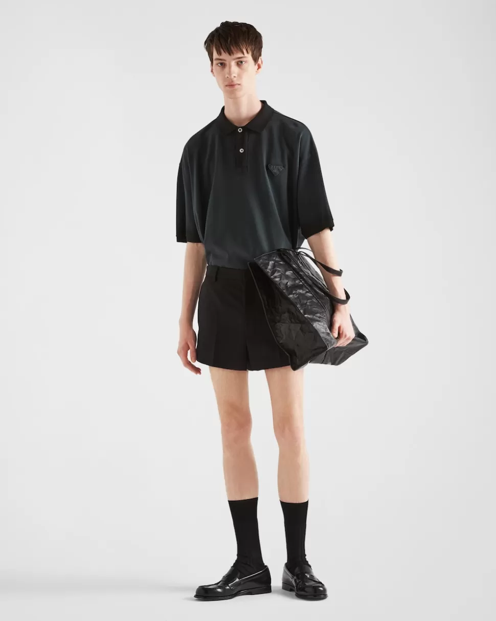 Best Prada Garment Dyed Oversize-poloshirt Aus Baumwolle Schwarz