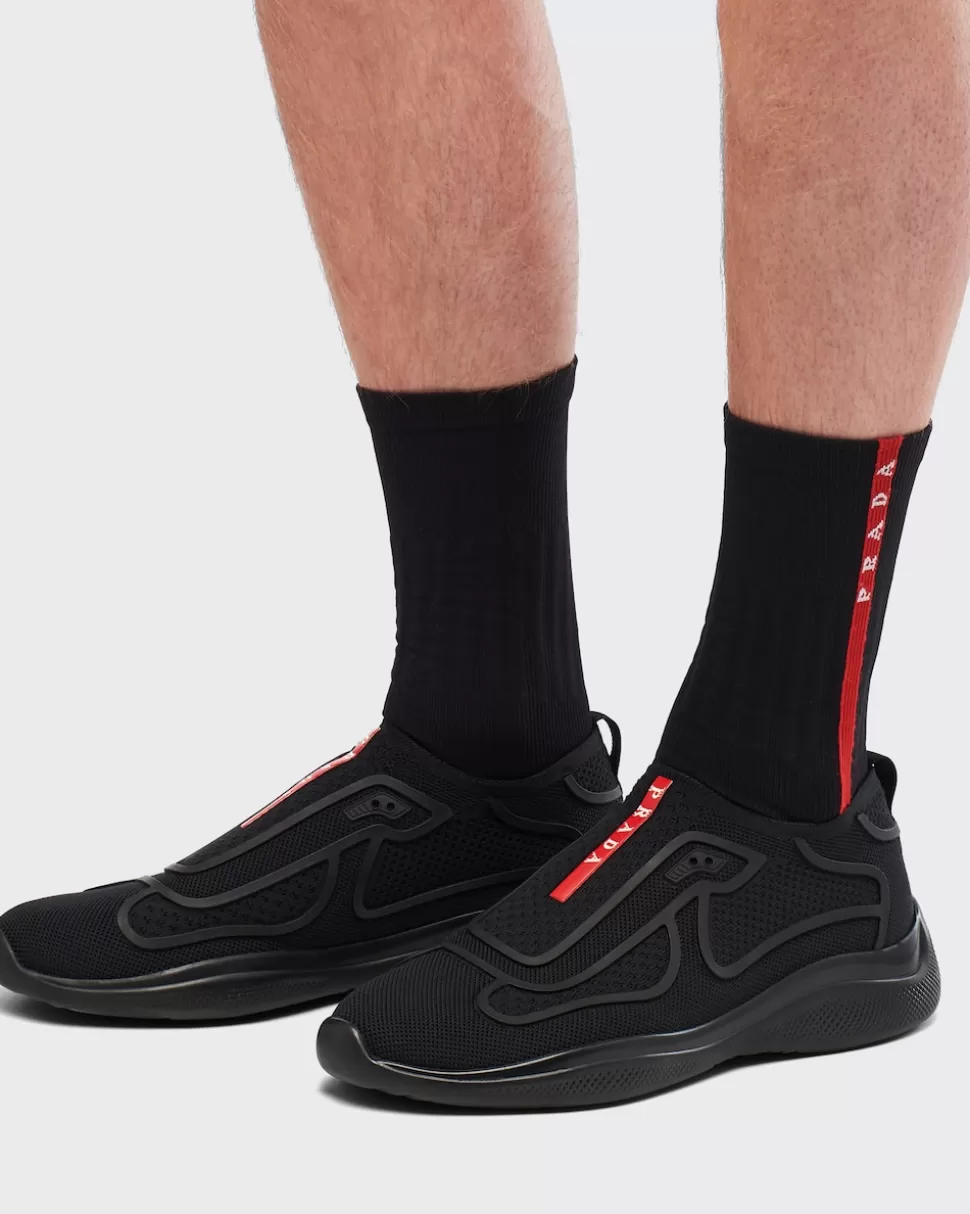 Online Prada Gestrickte Socken Aus Re-nylon Schwarz