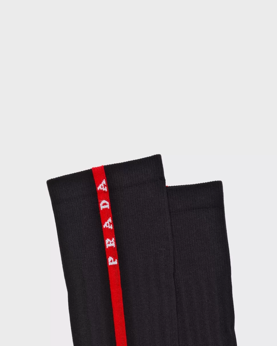 Online Prada Gestrickte Socken Aus Re-nylon Schwarz