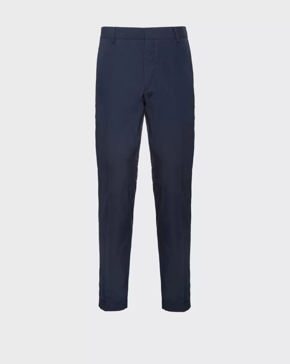 Store Prada Gewaschene Slim-fit-hose Aus Baumwolle Marineblau