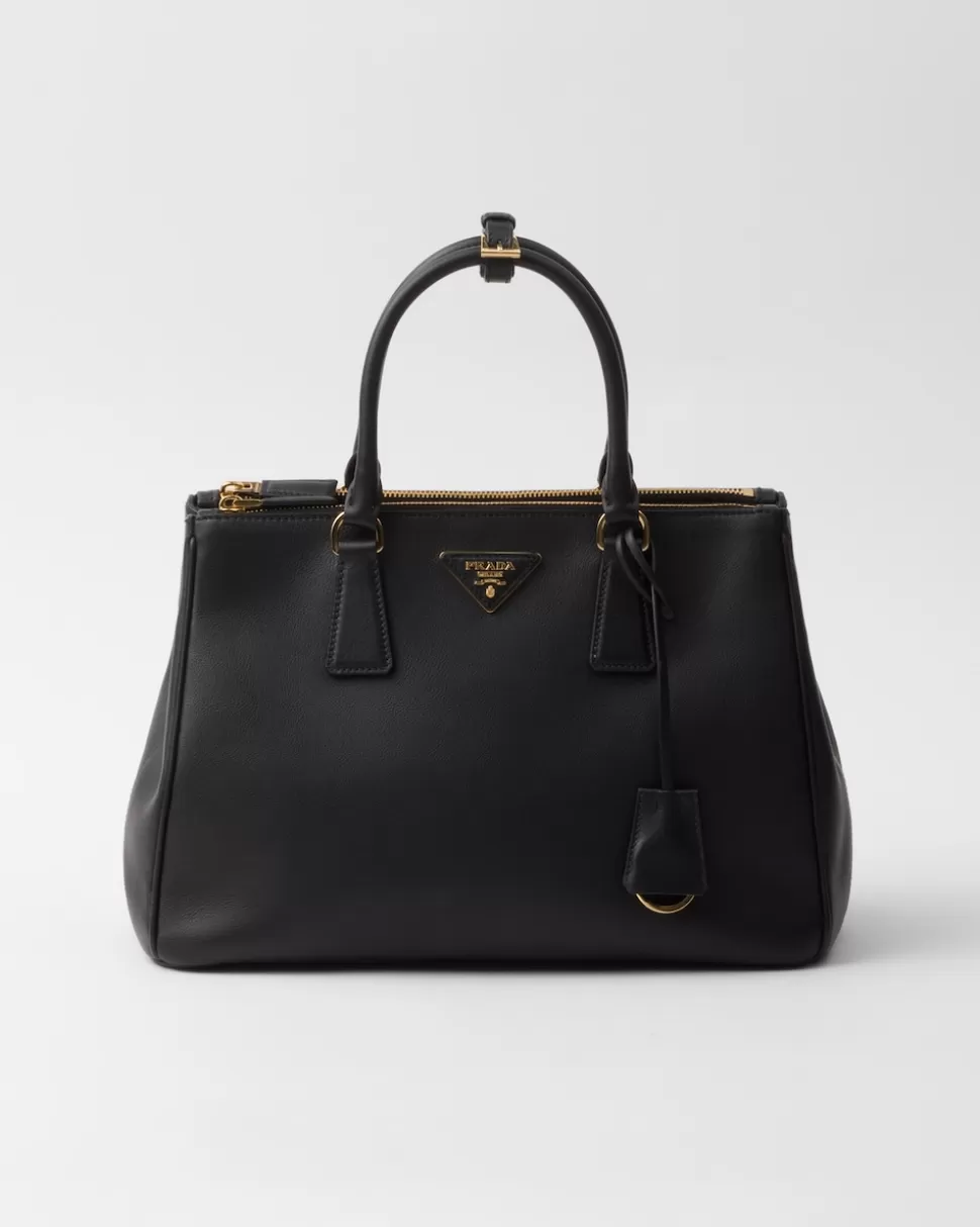 Clearance Prada Große Galleria Tasche Aus Leder Schwarz