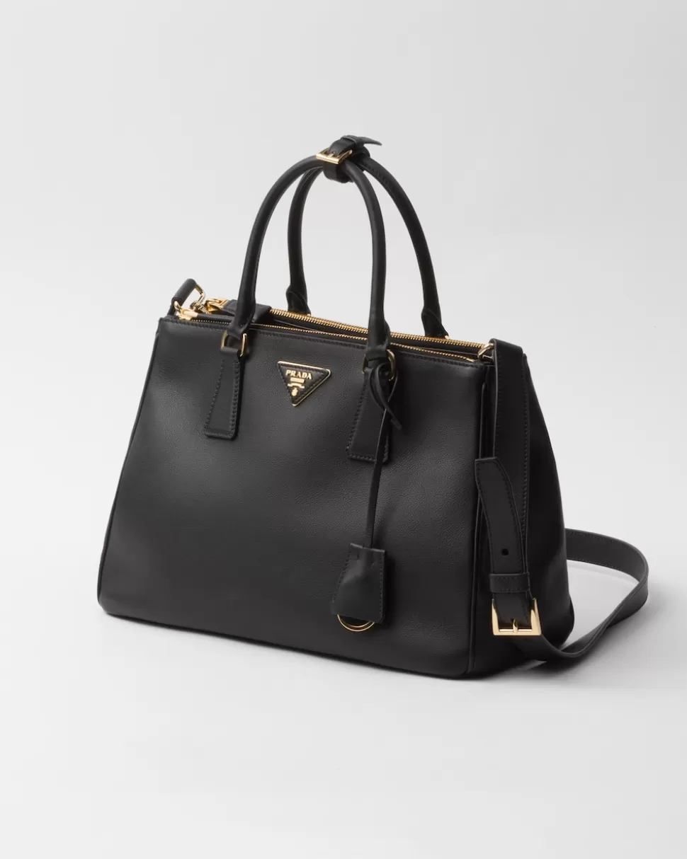 Clearance Prada Große Galleria Tasche Aus Leder Schwarz