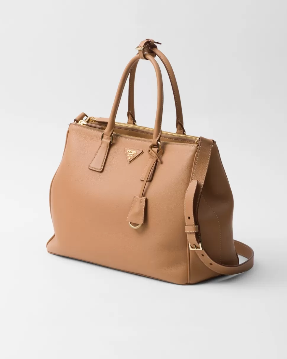 Best Sale Prada Große Galleria Tasche Aus Leder Natur