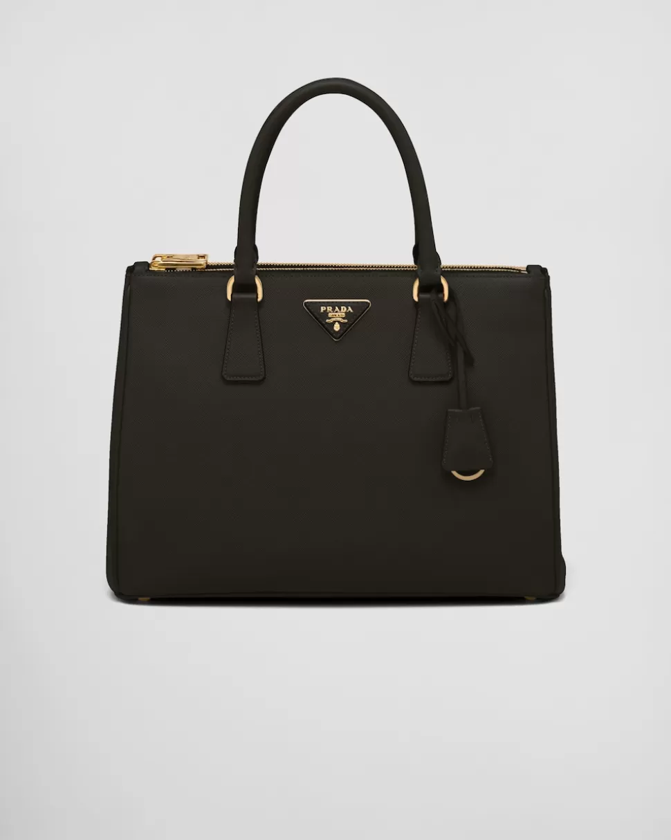 Cheap Prada Große Galleria Tasche Aus Saffiano-leder Schwarz