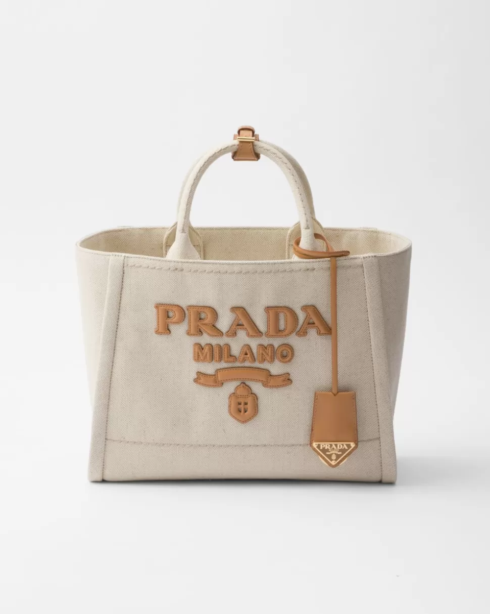 Online Prada Große Tote Bag Aus Leinenmischgewebe Natur