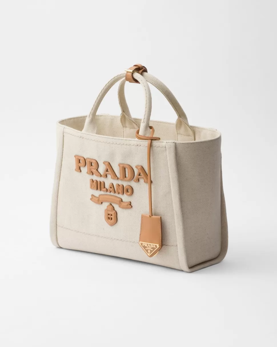 Online Prada Große Tote Bag Aus Leinenmischgewebe Natur