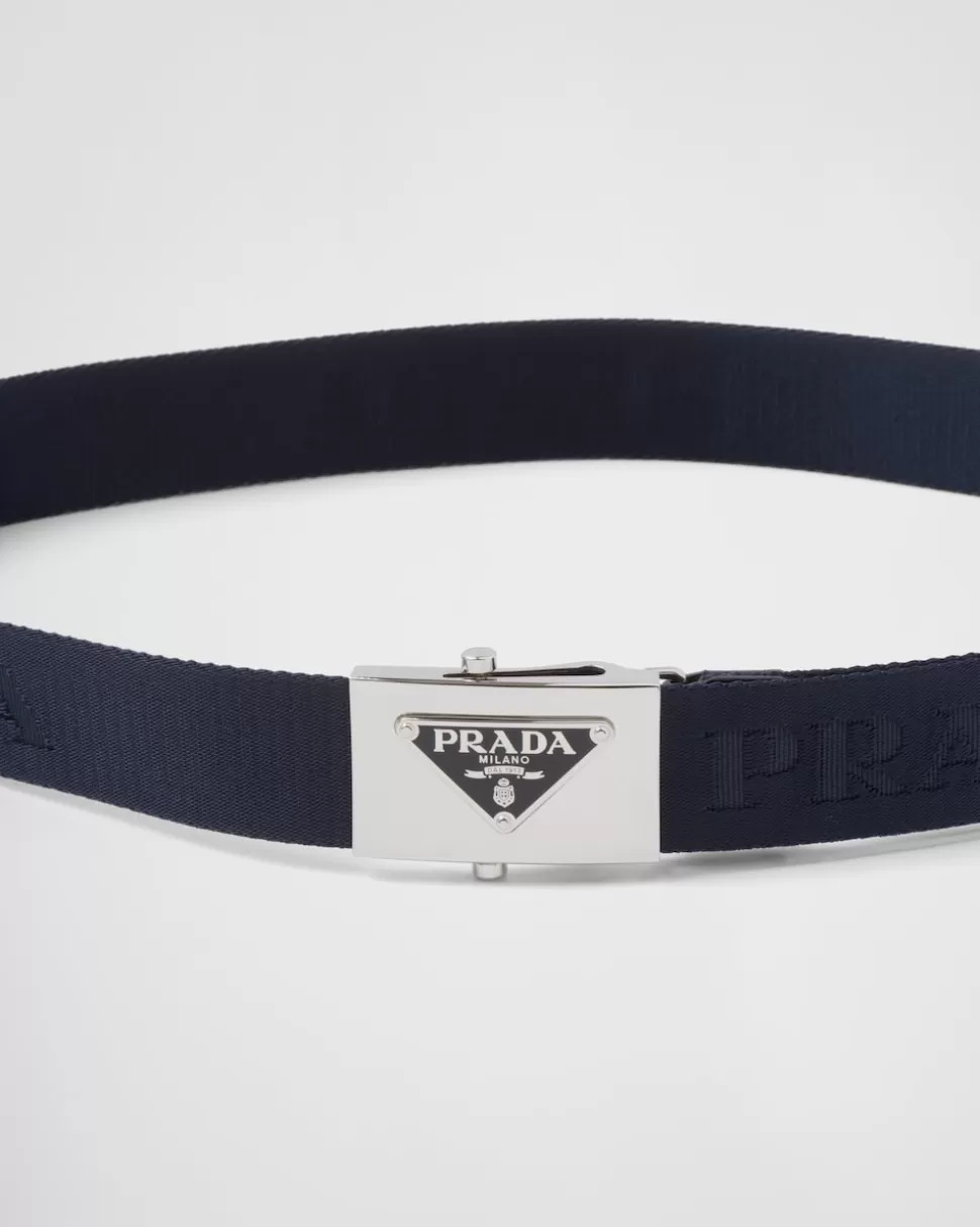 Outlet Prada Gürtel Aus Gewebtem Nylon Schwarz